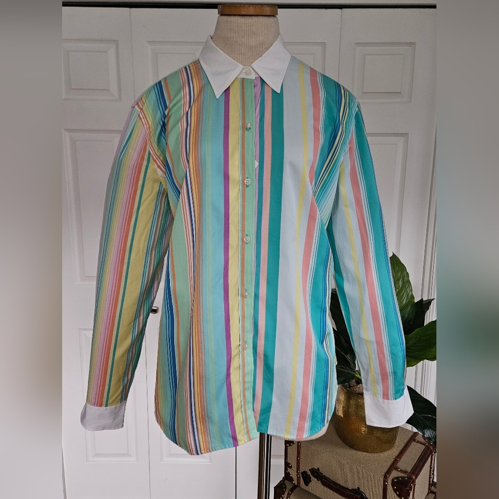 RALPH LAUREN Vintage 100%Cotton Vibrant Preppi Tropical SizeXL Classic Fit Shirt